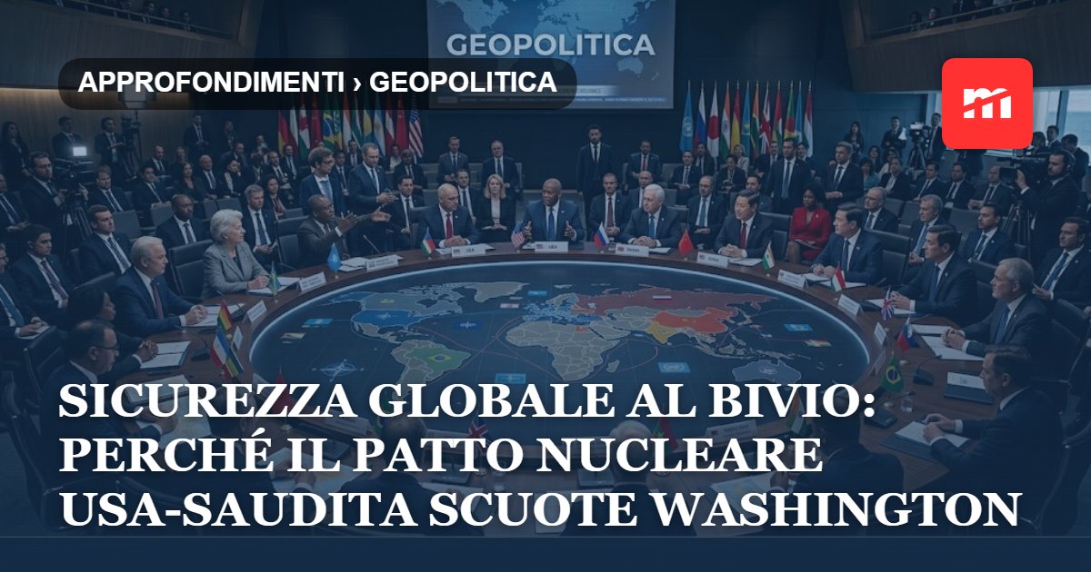 Sicurezza Globale al Bivio: Perché il patto nucleare USA-Saudita scuote Washington