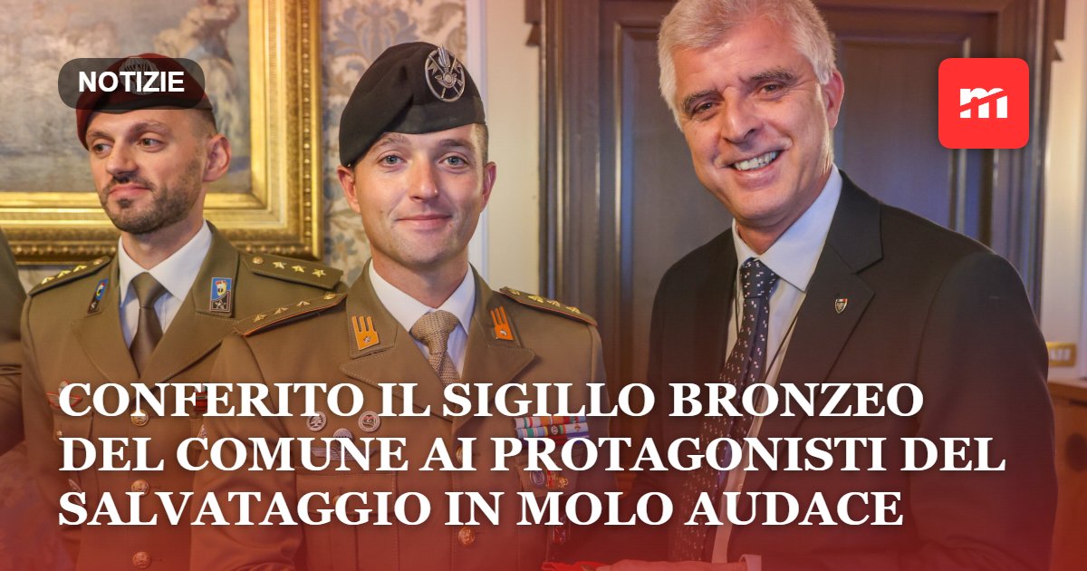 Conferito il Sigillo Bronzeo del Comune ai protagonisti del salvataggio in Molo Audace